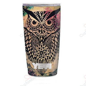 Tumbler Personalized Tribal Abstract Owl Stainless Steel Tumbler Travel Customize Name, Text, Number, Image - Love Mine Gifts