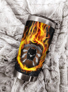 Tumbler Personalized Pitbull 4 In Fire Stainless Steel Tumbler Travel Customize Name, Text, Number, Image - Love Mine Gifts