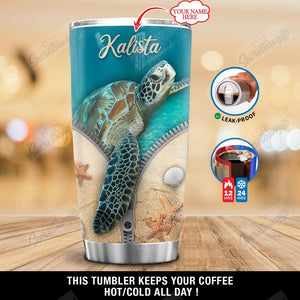 Tumbler Personalized Turtle And Starfish Ni2412006Tl Stainless Steel Tumbler Travel Customize Name, Text, Number, Image - Love Mine Gifts