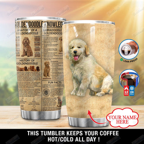 Tumbler Personalized Goldendoodle Knowledge Stainless Steel Tumbler Customize Name, Text, Number Dd2812003Np Stainless Steel Tumbler Customize Name, Text, Number - Love Mine Gifts