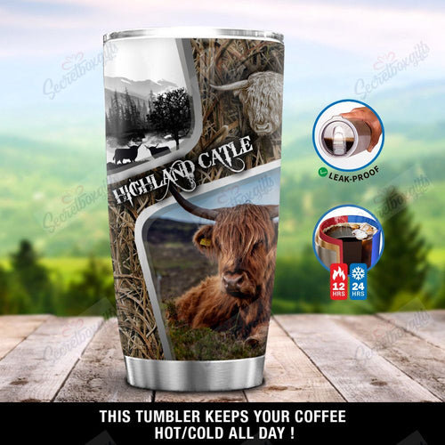 Tumbler Personalized Highland Cattle Camo Ni2812004Ma Stainless Steel Tumbler Customize Name, Text, Number - Love Mine Gifts