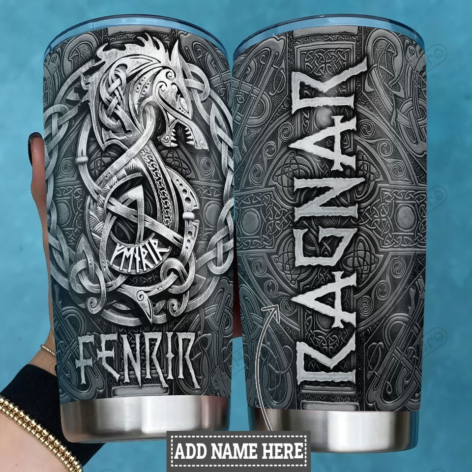 Tumbler Personalized Viking Wolf Fenrir Hlb3012014 Stainless Steel Tumbler Travel Customize Name, Text, Number, Image - Love Mine Gifts