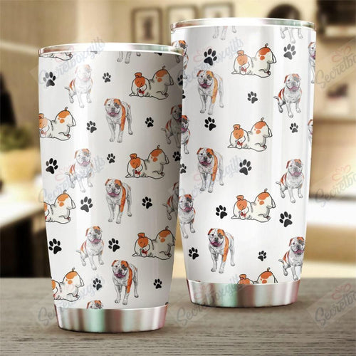 Tumbler Personalized American Bulldog Paw Nc3012132Cl Stainless Steel Tumbler Customize Name, Text, Number - Love Mine Gifts