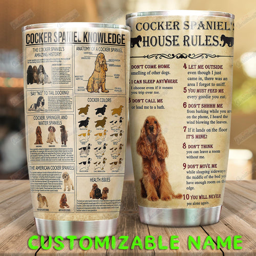 Tumbler Personalized Cocker Spaniel Knowledge Ni0601002Xg Stainless Steel Tumbler Customize Name, Text, Number - Love Mine Gifts