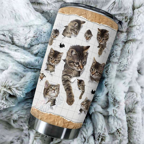 Tumbler Personalized Cats Yq1201465Cl Stainless Steel Tumbler Travel Customize Name, Text, Number, Image - Love Mine Gifts