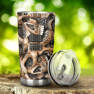 Tumbler Personalized Skull Wood Pattern Print Yq1201460Cl Stainless Steel Tumbler Customize Name, Text, Number - Love Mine Gifts