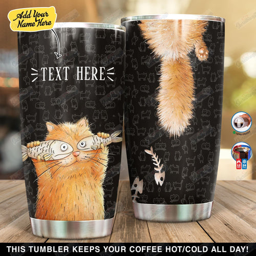 Tumbler Personalized Cat Ni1301003Yr Stainless Steel Tumbler Customize Name, Text, Number - Love Mine Gifts