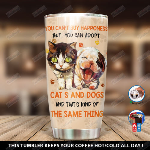 Tumbler Personalized You Cant Buy Happiness But You Can Adopt Cats Yp1401007Yj Stainless Steel Tumbler Customize Name, Text, Number - Love Mine Gifts