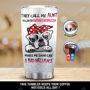 Tumbler Personalized Dog Bad Influence Ni1401001Yj Stainless Steel Tumbler Customize Name, Text, Number - Love Mine Gifts