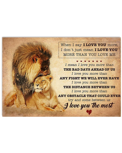 Poster - Canvas Lion Couples I Love You More Than You To Husband Horizontal For Couple Valentine Personalized Canvas, Poster Custom Design Wall Art - Love Mine Gifts