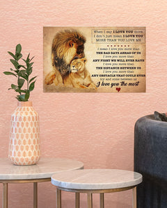 Poster - Canvas Lion Couples I Love You More Than You To Husband Horizontal For Couple Valentine Personalized Canvas, Poster Custom Design Wall Art - Love Mine Gifts
