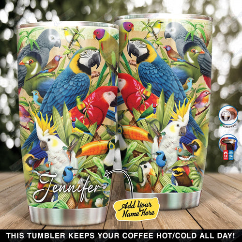 Tumbler Personalized Parrot Ni1901005Yr Stainless Steel Tumbler Travel Customize Name, Text, Number, Image - Love Mine Gifts