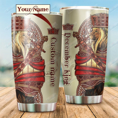 Tumbler Personalized December King Lion Custom Name Xa1901473Cl Stainless Steel Tumbler Travel Customize Name, Text, Number, Image - Love Mine Gifts