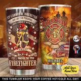 Tumbler Personalized Firefighter American Flag Yb2101009Yi Stainless Steel Tumbler Customize Name, Text, Number - Love Mine Gifts