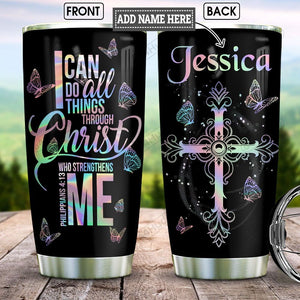 Tumbler Personalized Butterfly Faith Bgz2301003Z Stainless Steel Tumbler Travel Customize Name, Text, Number, Image - Love Mine Gifts