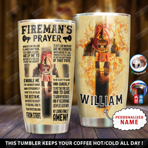 Tumbler Personalized Firefighter Firemans Prayer Yp2501001Xk Stainless Steel Tumbler Travel Customize Name, Text, Number, Image - Love Mine Gifts