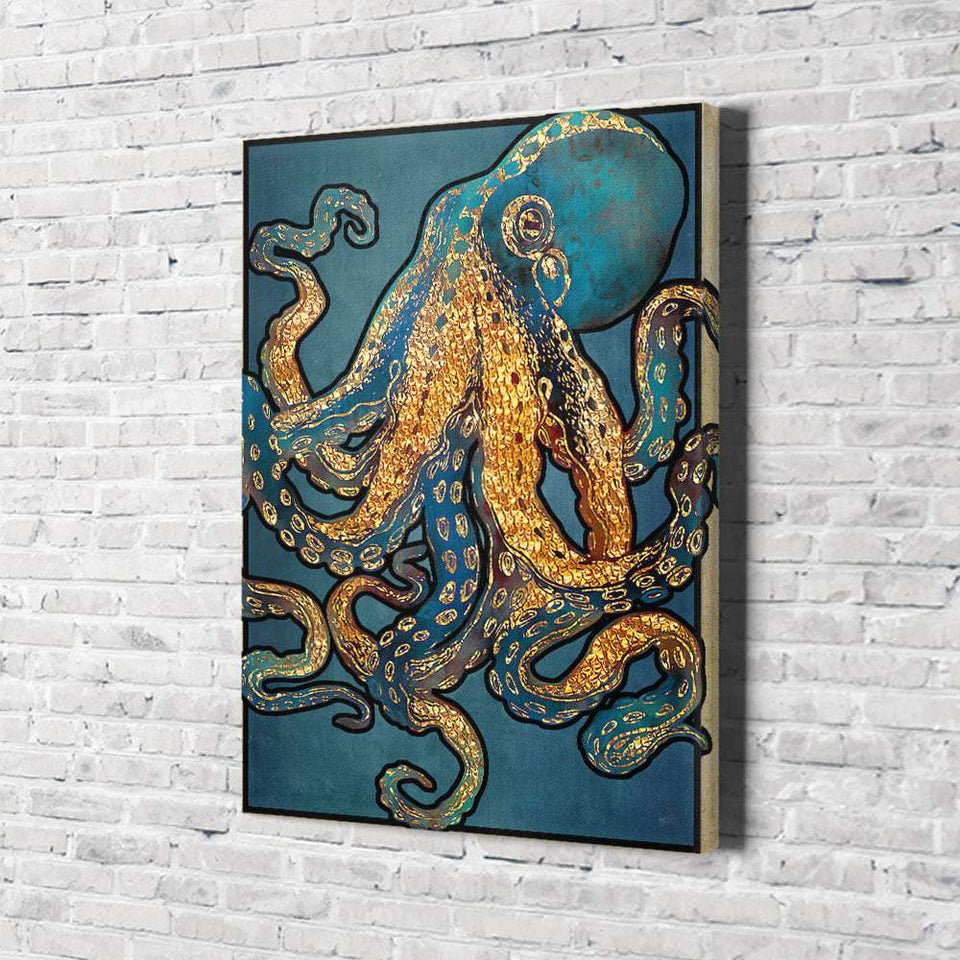 Octopus In Ocean Canvas Wall Art,To My Friend, To My Son, To My Father, To My Mother, To My Wife, To My Husband
