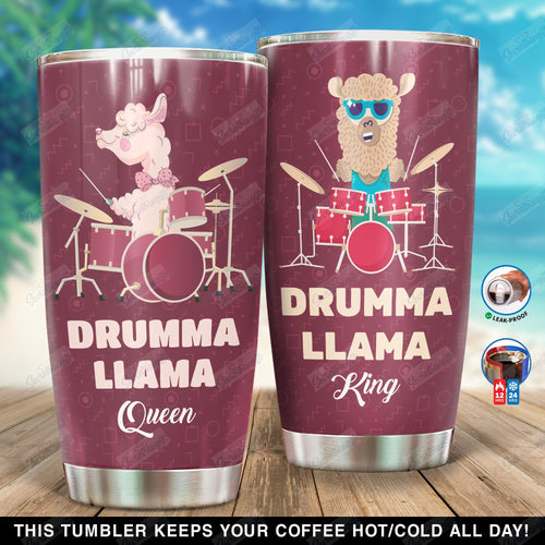Tumbler Personalized Drummer Llama King And Queen Yb2801003Yi Stainless Steel Tumbler Customize Name, Text, Number - Love Mine Gifts