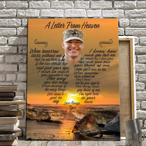 A Letter From Heaven - Sunset, Memorial, Product Type,Personalized Poster And Upload Photo,Canvas Poster, Birthday Gift, Christmas Gift ,Family Gift,To My Friend, To My Son, To My Father, To My Mother, To My Wife, To My Husband