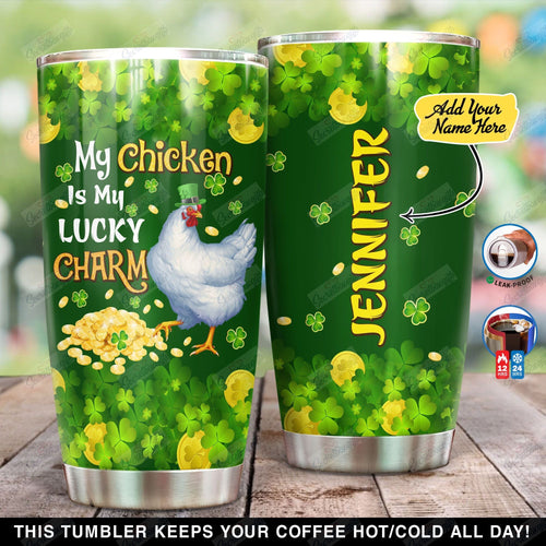 Tumbler Personalized My Chicken Is My Lucky Charm Yc0202008Ym Stainless Steel Tumbler Travel Customize Name, Text, Number, Image - Love Mine Gifts