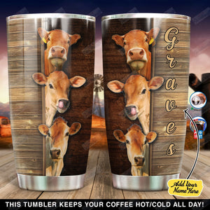 Tumbler Personalized Happy Cow Ni0202007Xf Stainless Steel Tumbler Travel Customize Name, Text, Number, Image - Love Mine Gifts