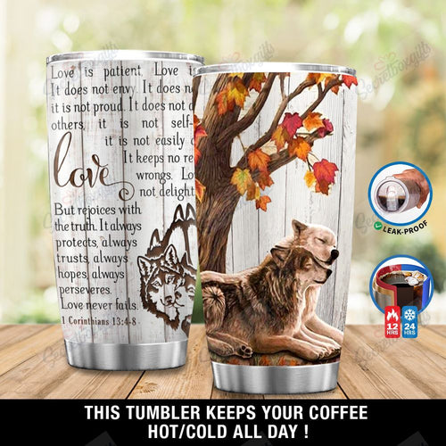Tumbler Personalized Wolf In Love Ni0102006Ye Stainless Steel Tumbler Travel Customize Name, Text, Number, Image - Love Mine Gifts