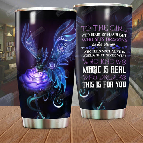 Tumbler Personalized Dragon To The Girl Who Reads By Flashlight Yq2202156Cl Stainless Steel Tumbler Customize Name, Text, Number - Love Mine Gifts
