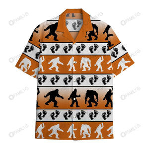 Hawaiian Shirt Dancing With The Star Orange & White Bigfoot Pattern - Bigfoot Hawaiian Shirt Summer Hawaiian for Men, Women, Couple - Love Mine Gifts