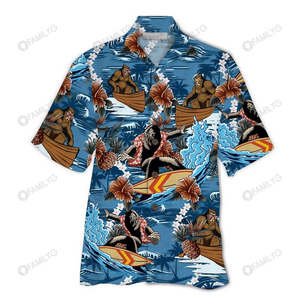 Hawaiian Shirt Bigfoot Surfing On The Beach - Bigfoot Hawaiian Shirt Summer Hawaiian for Men, Women, Couple - Love Mine Gifts