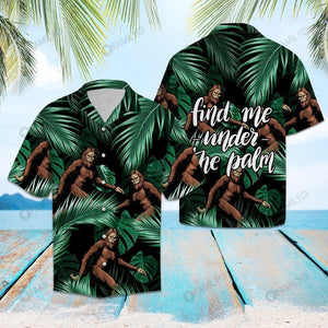 Hawaiian Shirt Bigfoot Under The Palm Green Unique Design - Bigfoot Hawaiian Shirt Summer Hawaiian for Men, Women, Couple - Love Mine Gifts