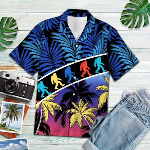 Hawaiian Shirt Vacation Tropical Coconut Palm Bigfoot Colorful Best Design - Bigfoot Hawaiian Shirt Summer Hawaiian for Men, Women, Couple - Love Mine Gifts