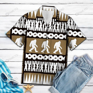 Hawaiian Shirt Bigfoot Retro Tropical Brown Awesome Design - Bigfoot Hawaiian Shirt Summer Hawaiian for Men, Women, Couple - Love Mine Gifts