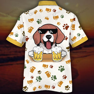 Hawaiian Shirt White Beagle Shirt - Dog With Beer Hawaiian Shirt Red Summer Hawaiian for Men, Women, Couple - Love Mine Gifts