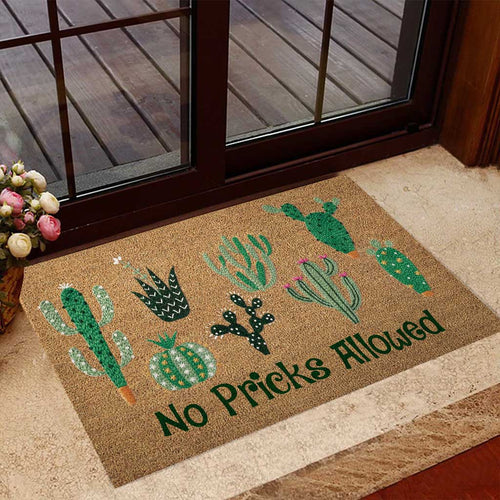 Doormat Personalized Name Family House No Pricks Allowed Doormat Welcome Mat Housewarming Gift Home Decor Funny Doormat Gift For Cactus Lovers Gift For Friend Birthday Gift - Love Mine Gifts