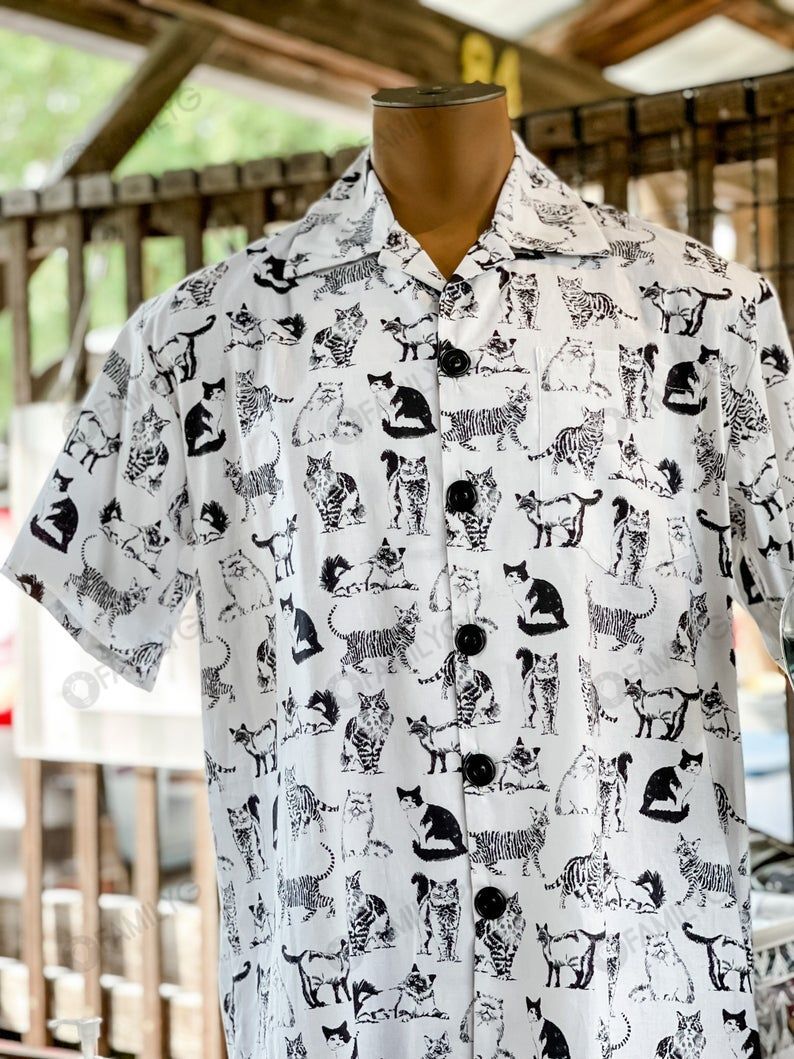 Hawaiian Shirt Cat Shirt - Cat Meow Tattoo Art Hawaiian Shirt Summer Hawaiian for Men, Women, Couple - Love Mine Gifts