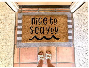 Doormat Personalized Name Family House Nice To Sea You Ocean Wave Doormat Hunting, Indoor And Outdoor Doormat Warm House Gift Welcome Mat Gift For Friend Family - Love Mine Gifts