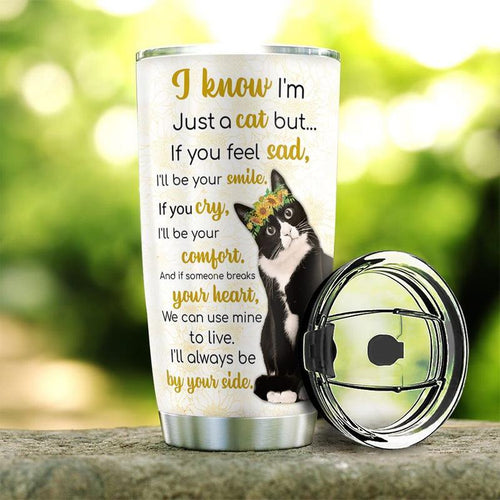 Tumbler Personalized Personalized Cat Sunflower Stainless Steel Skinny Tumbler Bulk, Double Wall Vacuum Slim Water Tumbler Cup With Lid, Reusable Metal Travel Coffee Mug - Love Mine Gifts
