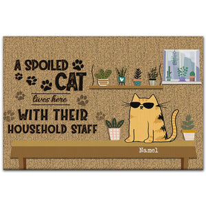 Doormat Personalized Doormat Custom Name - Spoiled Cats Live Here Doormat Welcome Mat House Warming Gift Home Decor Gift For Cat Lovers Funny Doormat Gift Idea - Love Mine Gifts