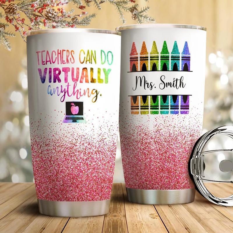 Personalized Teachers Can Do Virtually Anything Stainless Steel Skinny Tumbler  Bulk, Double Wall Vacuum Slim Water Tumbler Cup With Lid, Reusable Metal  Travel Coffee Mug Teacher Gift – Love Mine Gifts