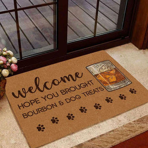 Doormat Personalized Name Family House Hope You Brought Bourbon And Dog Treats Doormat Indoor And Outdoor Mat Entrance Rug Sweet Home Decor Housewarming Gift Gift For Friend Family Stem Feminist - Love Mine Gifts