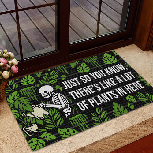 Doormat Personalized Name Family House Halloween Skeleton There'S Like A Lot Of Plants Doormat Indoor And Outdoor Mat Entrance Rug Sweet Home Decor Housewarming Gift Gift For Friend Family Stem Feminist - Love Mine Gifts