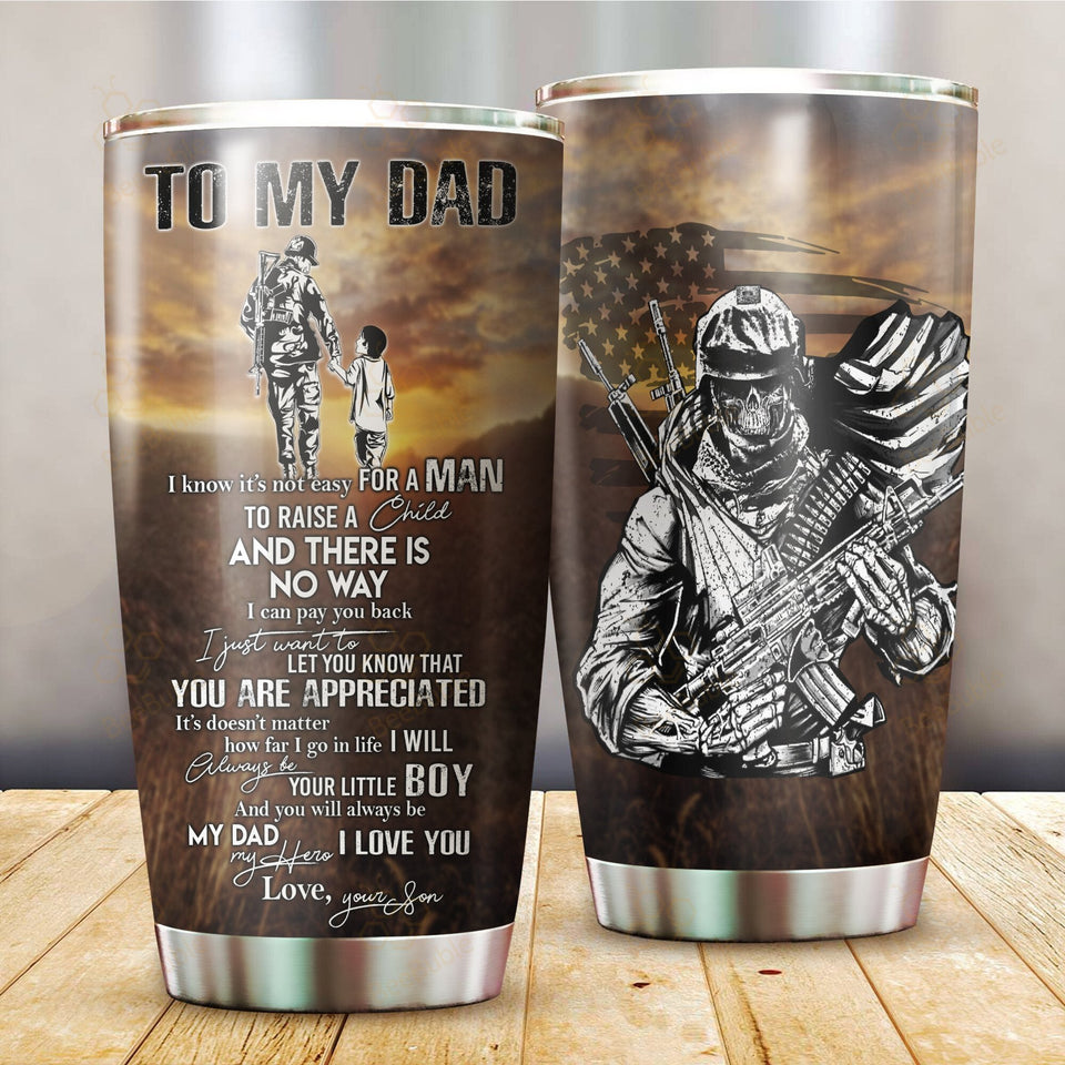 Tumbler To My Dad From Son Stainless Steel Tumbler 20oz Pi28102003 Personalized Name, Text, Number, Image Travel Coffee Mug - Love Mine Gifts