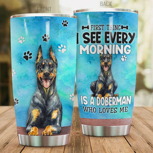 Tumbler Premium Doberman Stainless Steel Tumbler Personalized Name, Text, Number, Image Travel Coffee Mug - Love Mine Gifts