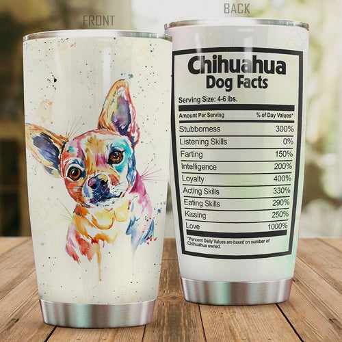 Tumbler Premium Chihuahua Stainless Steel Tumbler Personalized Name, Text, Number, Image Travel Coffee Mug - Love Mine Gifts