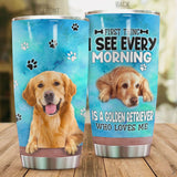 Tumbler Premium Golden Retriever Stainless Steel Tumbler Personalized Name, Text, Number, Image Travel Coffee Mug - Love Mine Gifts