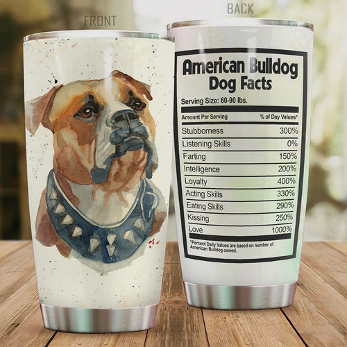 Tumbler Premium American Bulldog Stainless Steel Tumbler Personalized Name, Text, Number, Image Travel Coffee Mug - Love Mine Gifts