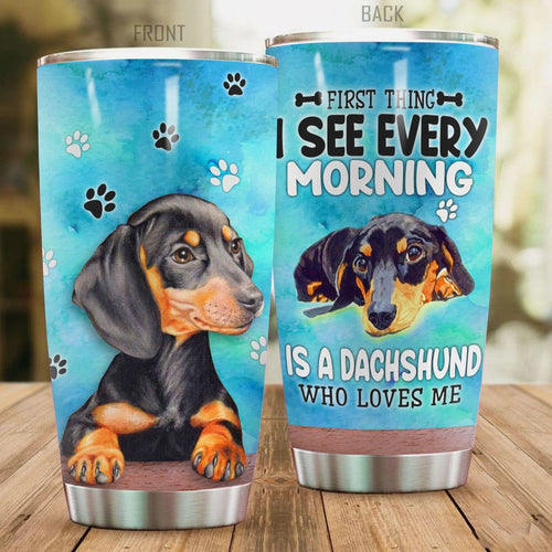 Tumbler Premium Dachshund Stainless Steel Tumbler Personalized Name, Text, Number, Image Travel Coffee Mug - Love Mine Gifts
