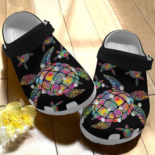 Clog Black Sea Turtle Save The Ocean Clog Personalize Name, Text - Love Mine Gifts