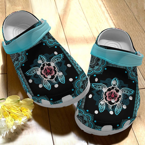 Clog Decorative Turtle Yoga Pattern Peace Sea Turtle Clog Personalize Name, Text - Love Mine Gifts