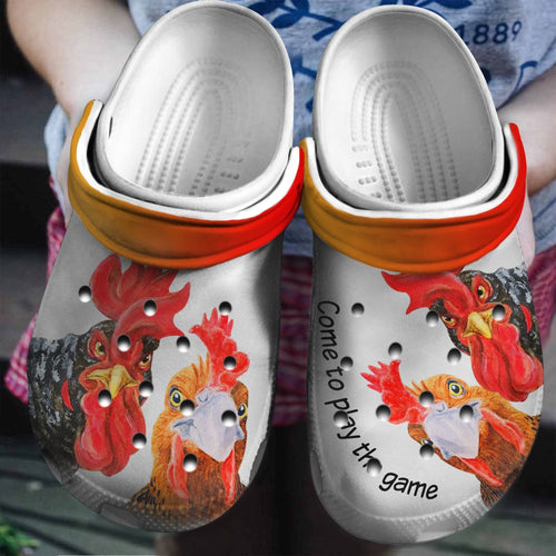 Clog Funny Chicken Play Game Clog Personalize Name, Text Male Female Fchicken09 - Love Mine Gifts